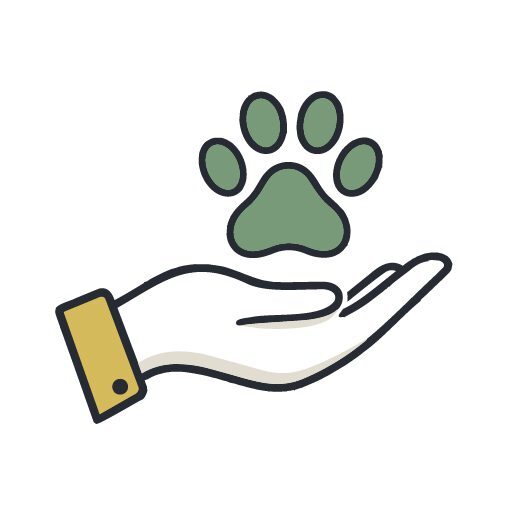 illustrated graphic of hand holding paw